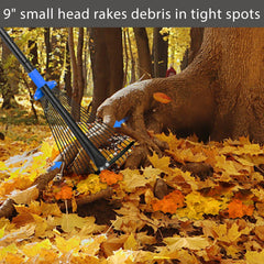 Oliynedy Adjustable Metal Leaf Rake assembled with multiple poles
