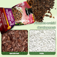 Omitgoter Organic Orchid Potting Mix showing texture of bark and perlite