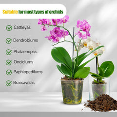 Omitgoter Organic Orchid Potting Mix with orchids in the background