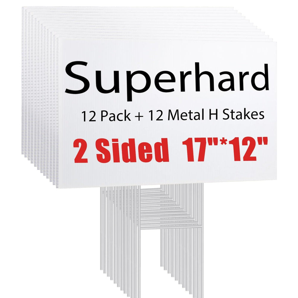 ONEXIZ 12 Pack Blank Yard Signs 17x12 inches with metal stakes