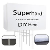ONEXIZ 4 Pack Blank Yard Signs front view with metal stakes