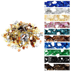 onlyfire 10 lbs reflective fire glass in copper, gold, and platinum
