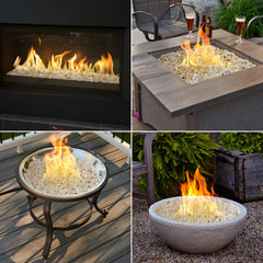 onlyfire Fire Glass Rocks displayed in a fire pit