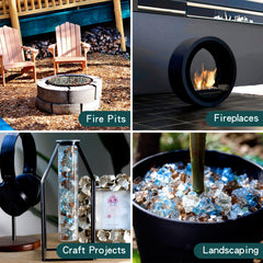 onlyfire fire glass rocks in a garden setting