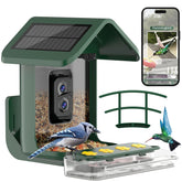 onlyfly bird feeder deep green with camera and solar panels