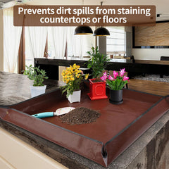 Onlysuki potting mat shown in use with plants