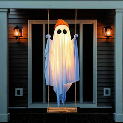 OOBILA Light Up Hanging Swing Ghost Decoration front view