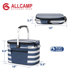 Opened ALLCAMP Picnic Basket showing interior space