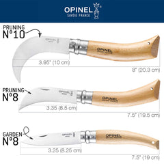 OPINEL No. 8 Pruning Knife in a gardening setting with plants