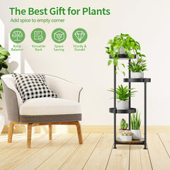 Oppro 4 Tier Plant Stand set up in a garden