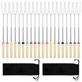 Opvixi 32 Inch marshmallow roasting sticks in black drawstring bag