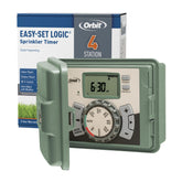 Orbit 4-Station Sprinkler Timer front view with green casing