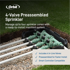Orbit 4-Valve Manifold with green finish and adapters