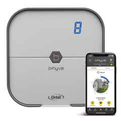 Orbit B-hyve Indoor Smart Sprinkler Controller front view in gray