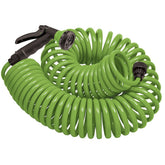 Orbit Coil Garden Hose 50 ft with 8-pattern nozzle in green