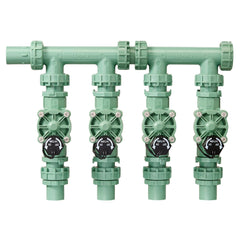 Orbit sprinkler manifold showing valves and connections