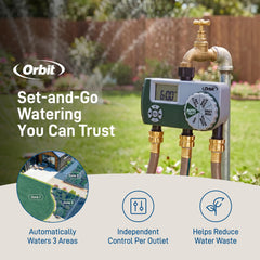 Orbit watering timer showing three outlet connections