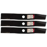 Oregon 3 Pack Mower Blades front view with dimensions