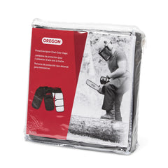 Oregon Protective Chainsaw Chaps front view, black, adjustable waist