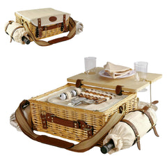 OrgaNatureQueen wicker picnic basket set for 2 with blanket