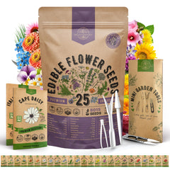 Organo Republic 25 Edible Flower Seeds Variety Pack front view
