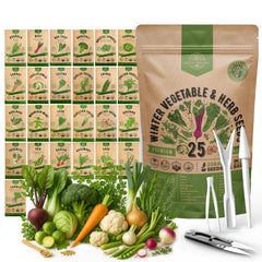 Organo Republic 25 Winter Vegetable & Herb Garden Seeds Variety Pack front view