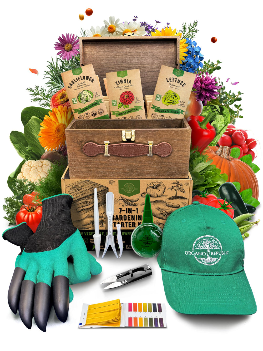 Organo Republic 75 Medicinal & Tea Herb Seeds Variety Pack front view