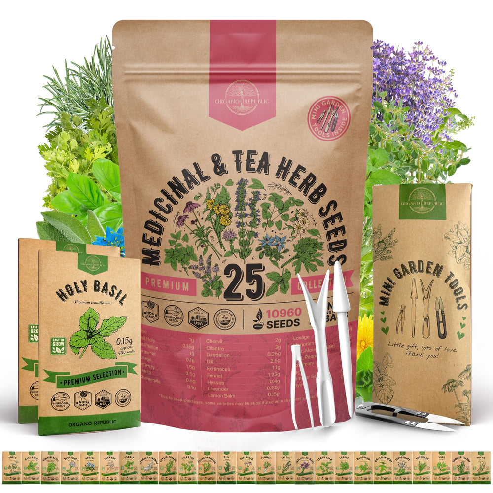 Organo Republic Herb Seeds Variety Pack front view with seed packets