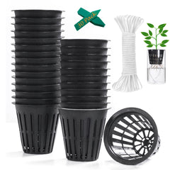 ORIMERC 2-inch net cup pots front view with plant labels