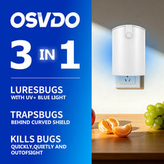 osvdo Flying Insect Trap side view showing blue and UV light