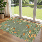 Othilic Floral Entry Rug 3x5 Ft front view with scalloped border