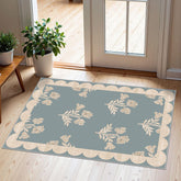 Othilic Front Door Mat 2' x 3' floral design Haze Blue front view