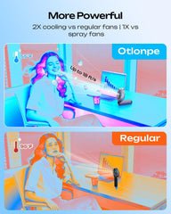 Otlonpe Handheld Misting Fan folded into desktop mode