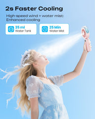 Otlonpe Handheld Misting Fan showing USB-C charging port