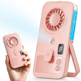 Otlonpe Mini Handheld Misting Fan in pink, front view