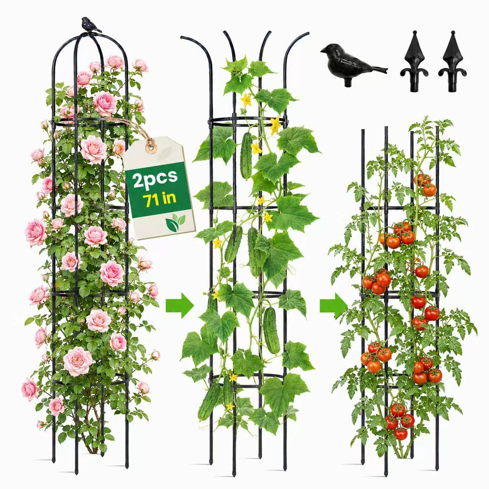 OTOSUNNY 6ft garden obelisk trellis pack of 2 in black