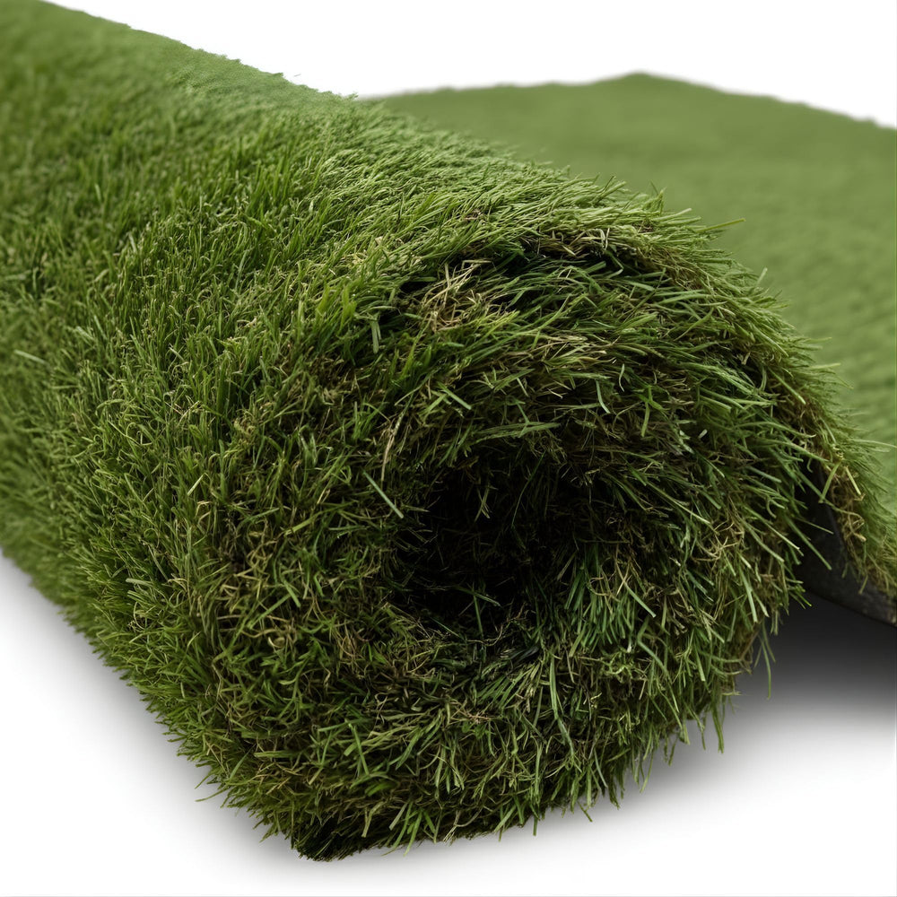 Ottomanson Artificial Grass Runner front view with high pile grass green texture