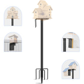 Ottsuls Bird Feeder Pole 92 inch black stand with wooden mounting board