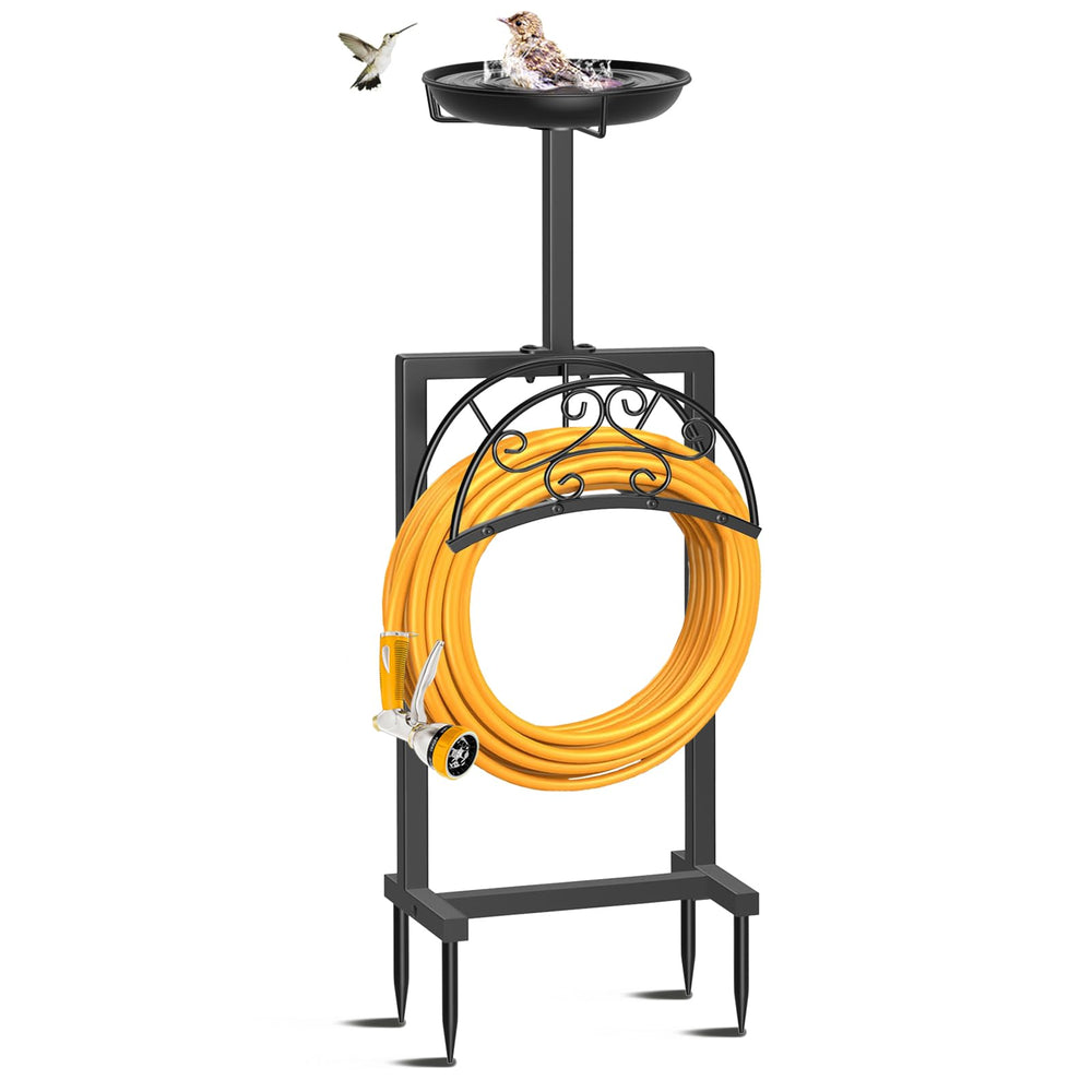 Ouinis Garden Hose Holder front view with feeder trays