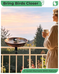 OUISJYER bird bath mounted on a deck railing