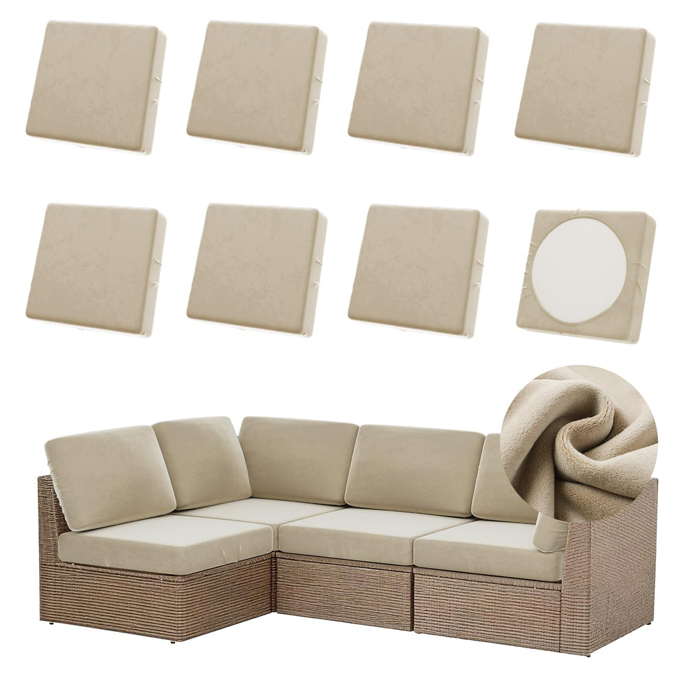 Oungelark cushion covers in khaki colour, front view