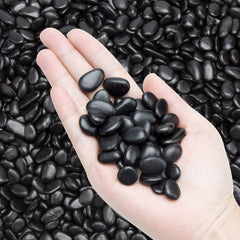 OUPENG 10lb Black Decorative Pebbles full view in packaging