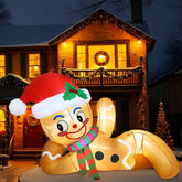 OurWarm 10FT Gingerbread Man Inflatable front view with LED lights