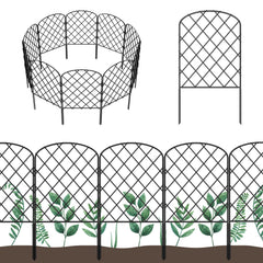 OUSHENG 10 Pack Decorative Garden Fence front view, black panels