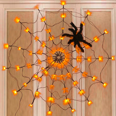 Outdoor display of FUNPENY Halloween spider web decoration