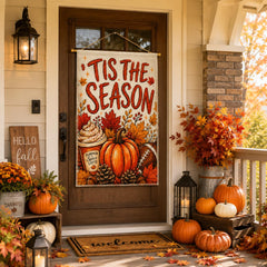 Outdoor view of Fall House Flag in garden