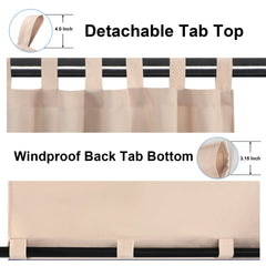OutdoorLines Waterproof Outdoor Curtains showing detachable tab top