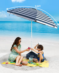 OutdoorMaster beach umbrella setup on sandy beach