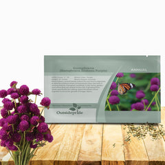 Outsidepride Purple Gomphrena Seeds package front view, 1000 seeds