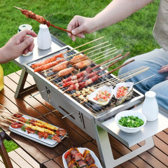 Outspell Portable Charcoal Grill double-sided grilling feature